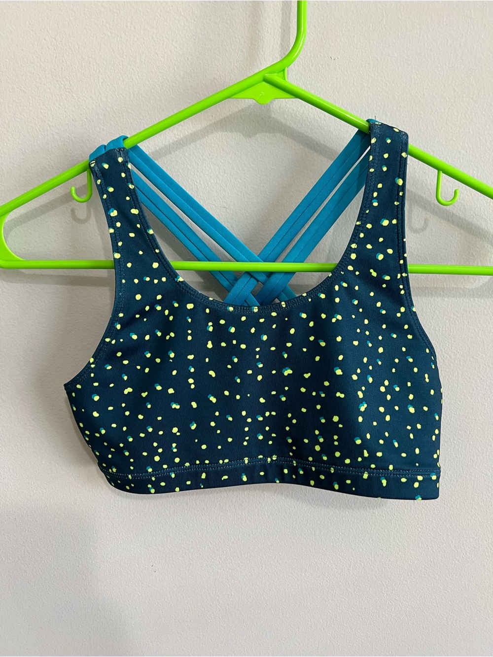 Under Armour Girls Size Youth Medium Speckled Green Heatgear Sports Bra Top